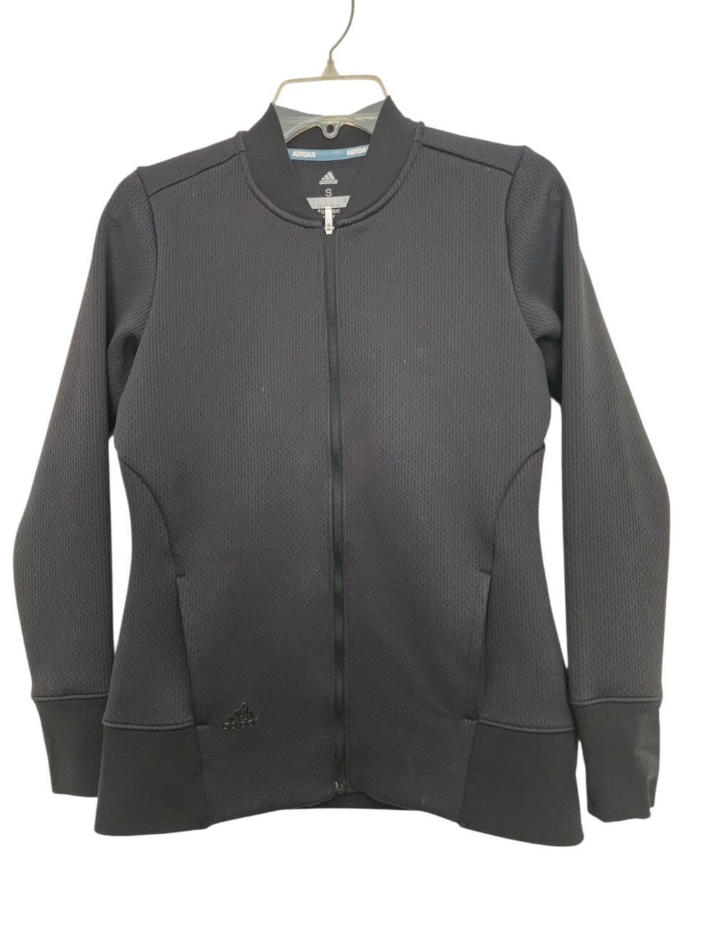 Adidas Black Women's Zip-Front Climaheat Track Athletic 2 Pocket Jacket SZ Small